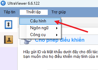 Chọn Thiết lập > Cấu hình